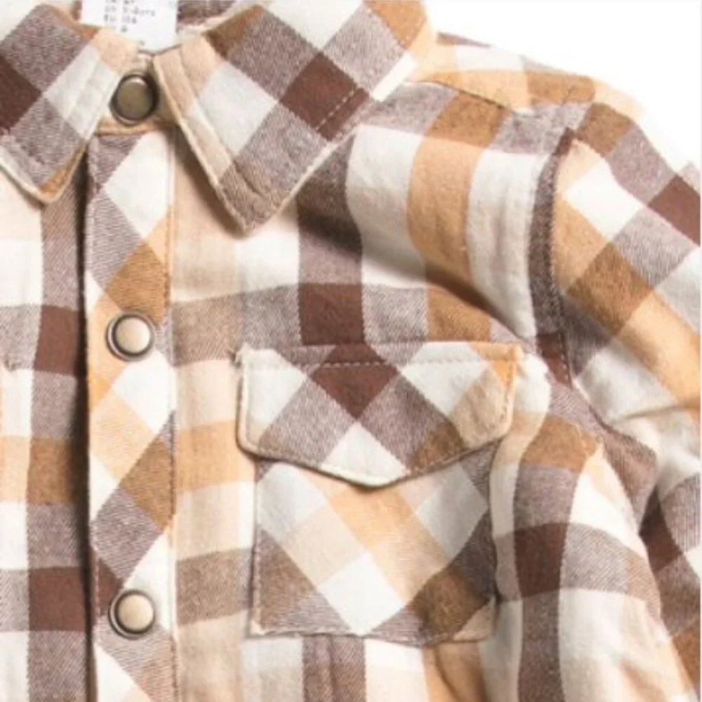 NWT MAX STUDIO Boys 3pc Plaid Shacket Top and Corduroy Pants Set